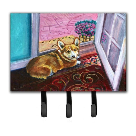 Carolines Treasures Corgi Watching From the Door Leash or Key Holder 7410TH68